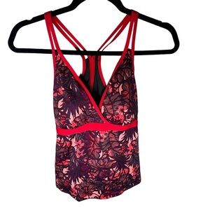 LL Bean Renew Tankini Swimsuit Top Racerback - Red & Navy Blue -l